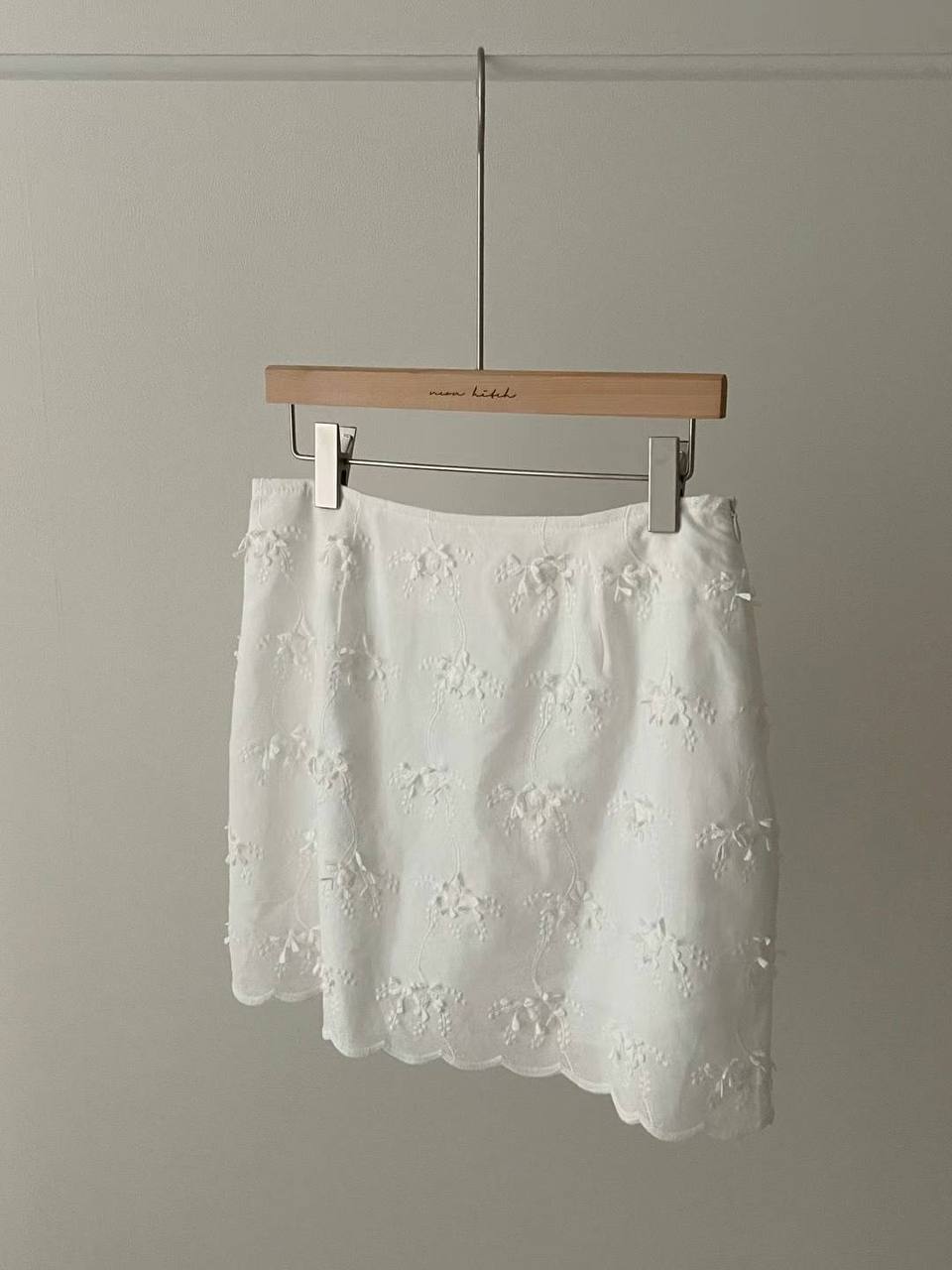 Lily Flowers-Embellished White Skirt with Shorts
